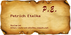 Petrich Etelka névjegykártya